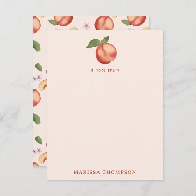 Botanical Watercolor Peaches & Blossoms  Card (Front/Back)