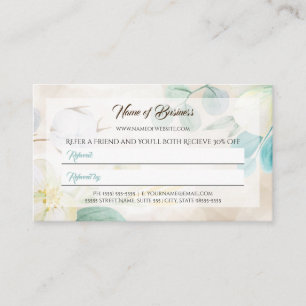 Botanical Watercolor Referral Card