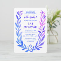 Botanical Watercolor Star of David Bar Bat Mitzvah