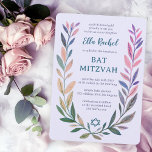 Botanical Watercolor Star of David Bar Bat Mitzvah Invitation<br><div class="desc">Perfect card to announce a bat mitzvah, bar mitzvah or other Jewish celebration! Hand drawn delicate leaf trame art for you! FULLY CUSTOMIZABLE! Click on “Personalize” above to edit the text. Click "edit using design tool" to adjust the fonts, colors and placements and to add text to the back side...</div>