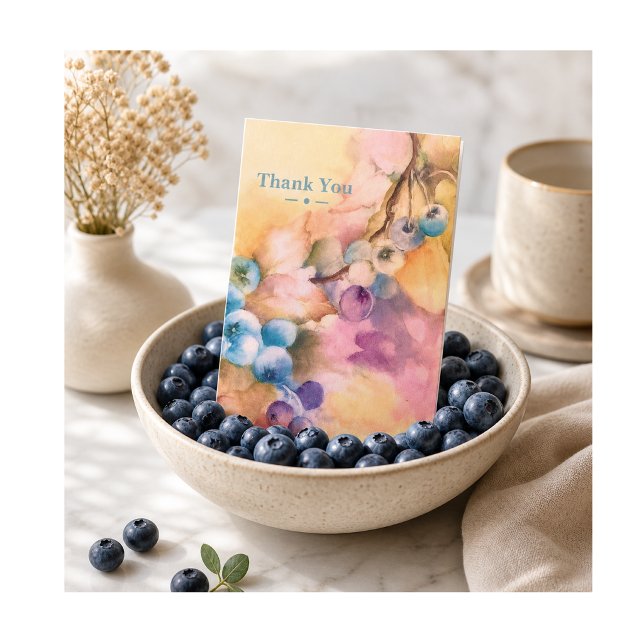 Botanical Watercolor Thank You Card (Elegant botanical watercolor thank you card, perfect for heartfelt notes, gifts, and appreciation.)