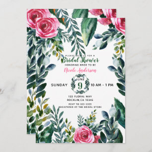 Botanical Watercolor Vintage Floral Leaves Bridal Invitation