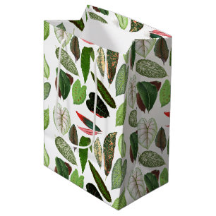 Botanical Watercolor Vintage Greenery Leaves Medium Gift Bag