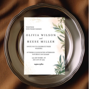 Botanical Watercolor Wedding Invitation