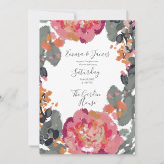 botanical watercolor Wedding Invitation,Wildflower Invitation