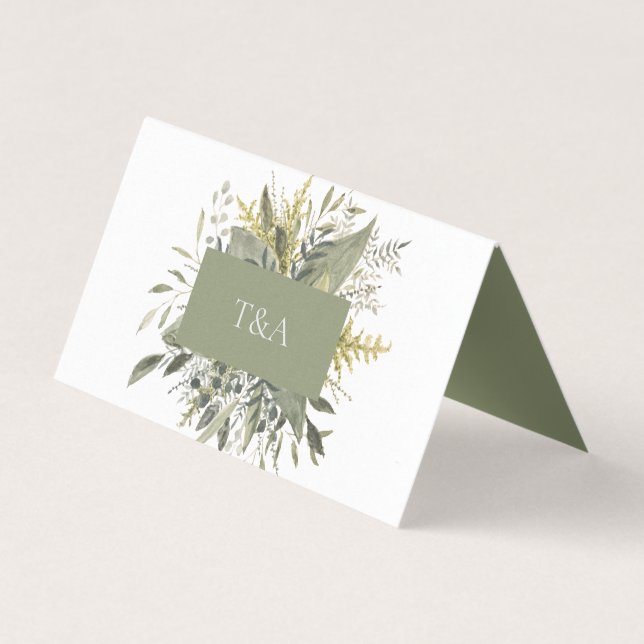 Botanical Watercolor Wedding Place Card (Back)