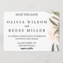 Botanical Watercolor Wedding Save the Date