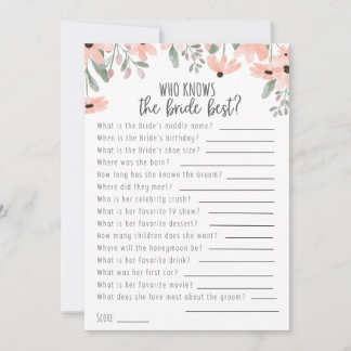 Botanical Watercolor Who Knows the Bride Best Game Announcement