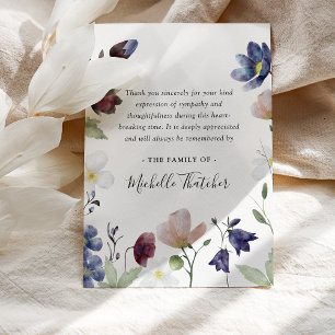 Botanical Watercolor Wildflower Funeral Thank You Card