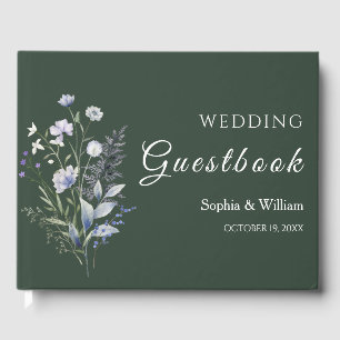Botanical Watercolor Wildflower Theme Wedding Guest Book
