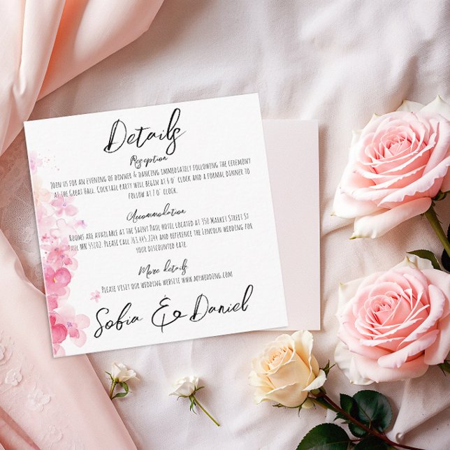 Botanical Wedding Details Card Minimal watercolor (Creator Uploaded)
