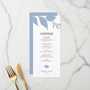 Botanical Wedding Dusty Blue Menu Card