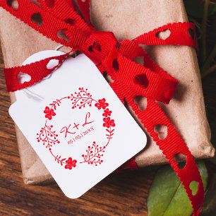 Botanical Wedding Floral Wreath with Initials Rubber Stamp