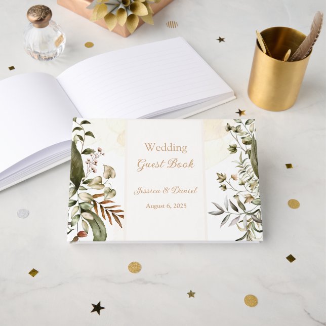 Botanical Wedding Guest Book (Front Open)