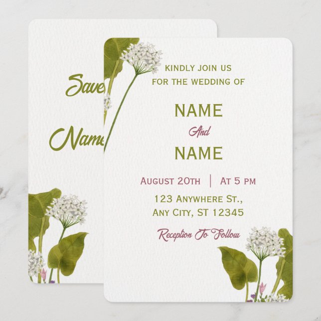 Botanical Wedding Invitation (Front/Back)