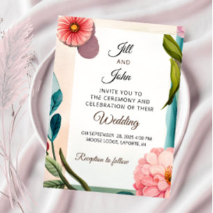 Botanical Wedding Invitation Floral Pastel Design