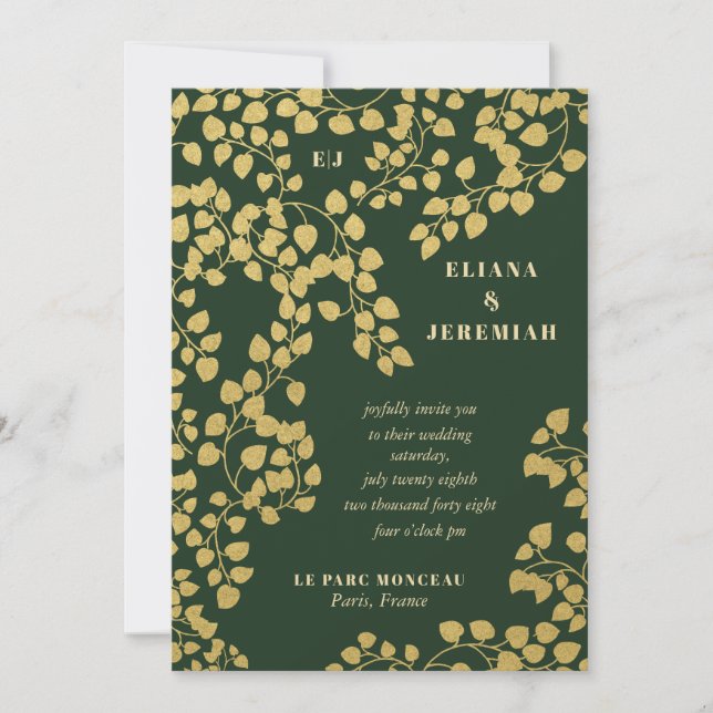 Botanical Wedding Invitation Greenery Elegant (Front)