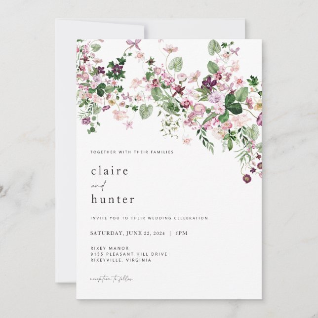 Botanical Wedding Invitation Greenery Invite (Front)