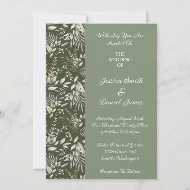 Botanical Wedding Invitation-Linen Invitation (Front)
