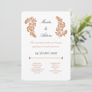 Botanical Wedding Invitation - Sepia Series