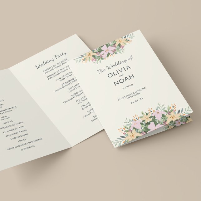 Botanical wedding program - boho folded card (Creator Uploaded)