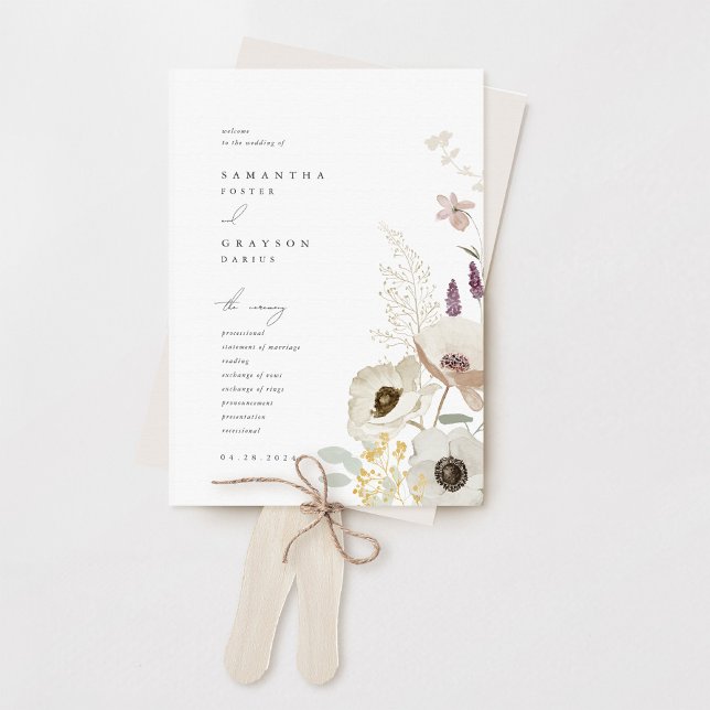 Botanical Wedding Program Hand Fan (Creator Uploaded)
