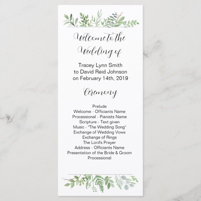 Botanical Wedding program Programme (Front)