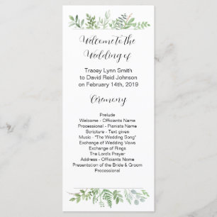 Botanical Wedding program Programme