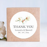Botanical Wedding Stickers Thank You Simple<br><div class="desc">Embrace the charm of our botanical wedding stickers, elegantly adorned with the heartfelt words "Thank You." Personalise them with your names and wedding date using our convenient template fields. A delicate branch of watercolor white magnolia flowers graces the top, adding a touch of natural beauty. Explore more matching floral wedding...</div>