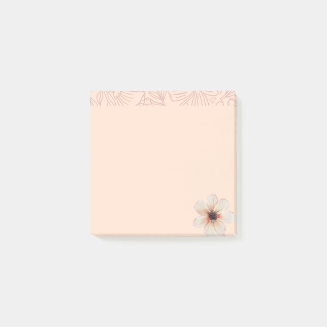 Botanical Whisper – Minimalist Floral Memo Squares Post-it Notes (Front)