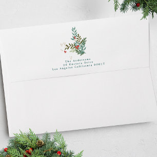 Botanical White Christmas Classic Return Address Envelope