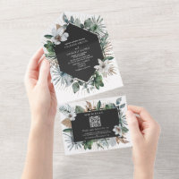 Botanical White Floral Geometric Wedding and RSVP