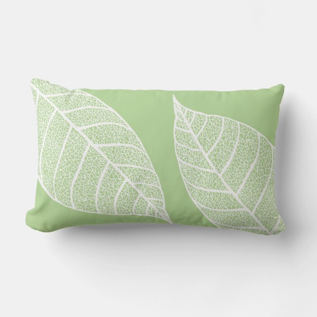 Botanical White Leaf Skeletons Lumbar Cushion (Front)