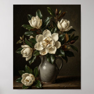 Botanical White Magnolia Dogwood Blossom I Poster