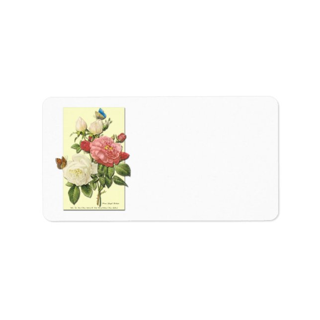 Botanical White Red Roses Blank Address Labels (Front)