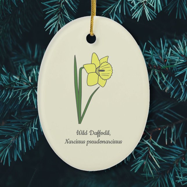 Botanical Wild Daffodil Pastel Flower  Ceramic Tree Decoration (Botanical Wild Daffodil Ornament)
