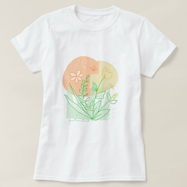Botanical Wild Flowers Nature Lover Simple dotted T-Shirt (Design Front)