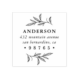 Botanical Wild Meadow Return Address Rubber Stamp
