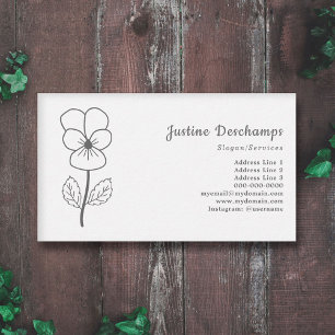 Botanical Wild Pansy Line Art Flower Business Card
