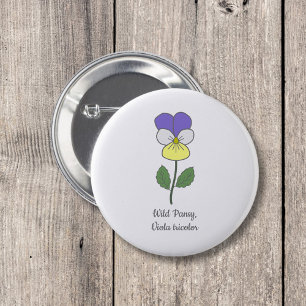 Botanical Wild Pansy Pastel Flower 6 Cm Round Badge