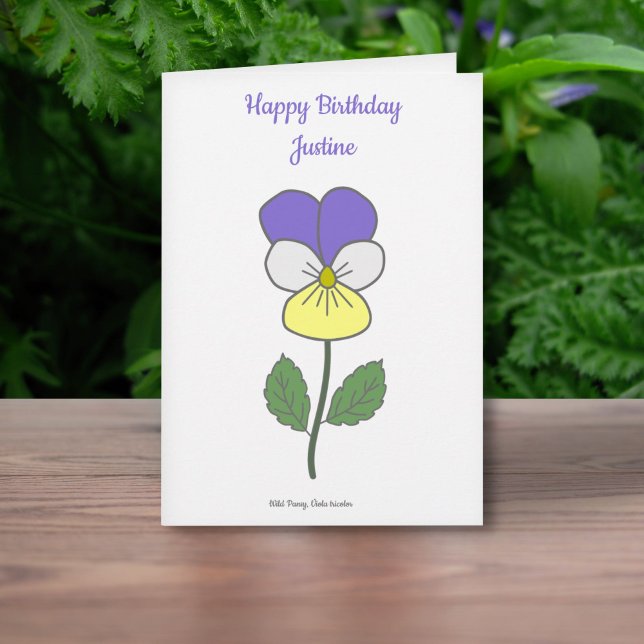 Botanical Wild Pansy Pastel Flower Birthday Card  (Botanical Wild Pansy Birthday Card )