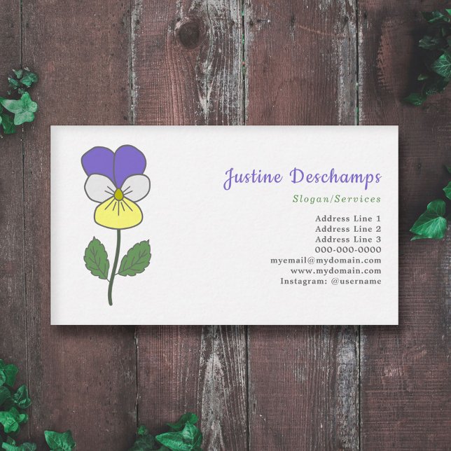 Botanical Wild Pansy Pastel Flower Business Card (Botanical Wild Pansy Pastel Flower Business Card)