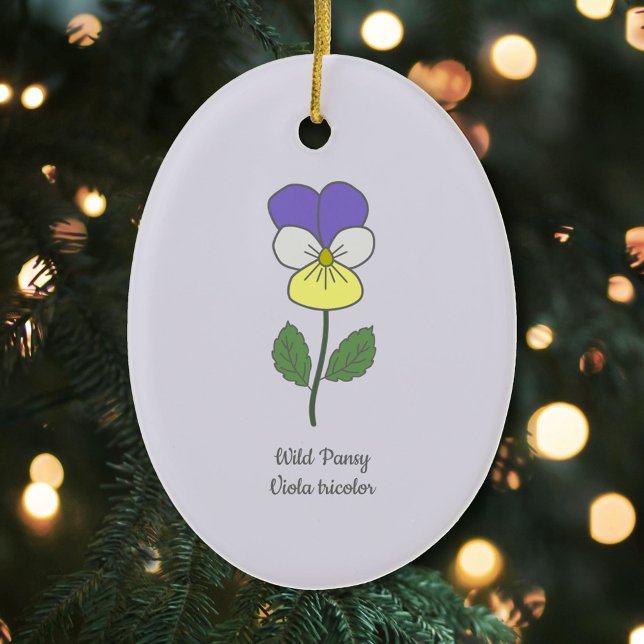 Botanical Wild Pansy Pastel Flower  Ceramic Tree Decoration (Botanical Wild Pansy Ornament)