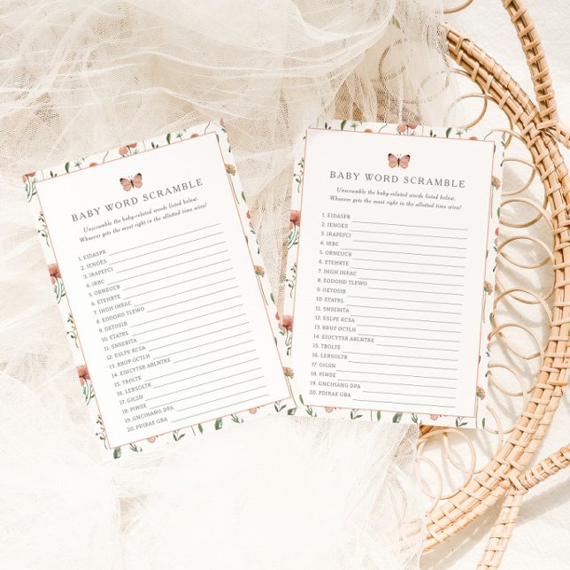 Botanical Wildflower Baby Shower Word Scramble (Creator Uploaded)