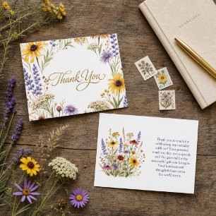 Botanical Wildflower Birthday Script Thank You Thank You Card