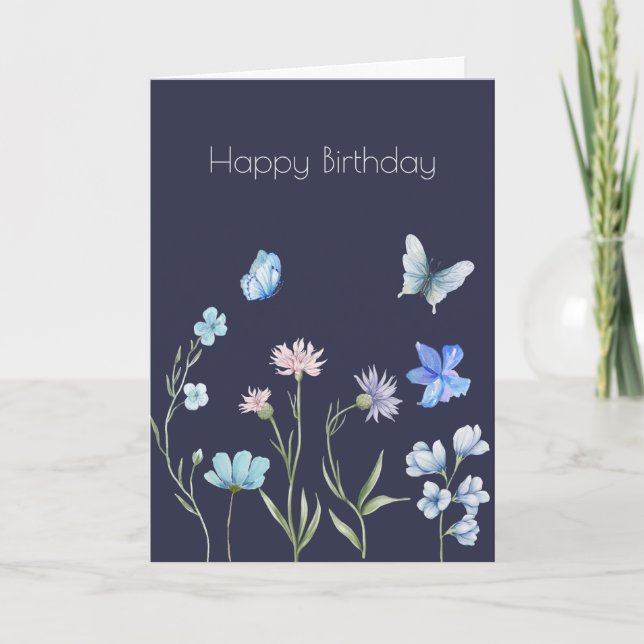 Botanical Wildflower Flower Boho Birthday  Card (Front)