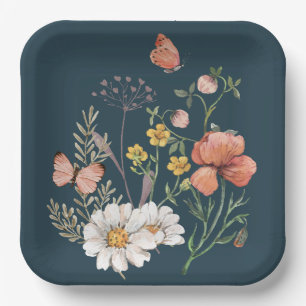 Botanical Wildflower Flower Boho  Paper Plate