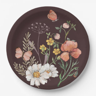 Botanical Wildflower Flower Boho Paper Plate
