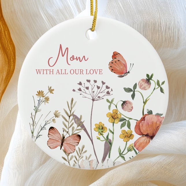 Botanical Wildflower Flower Boho Personalised Name Ceramic Tree Decoration (Creator Uploaded)