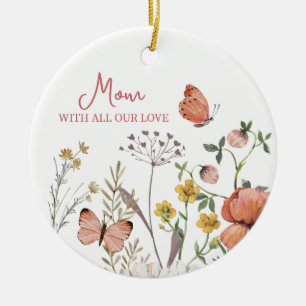 Botanical Wildflower Flower Boho Personalized Name Ceramic Tree Decoration